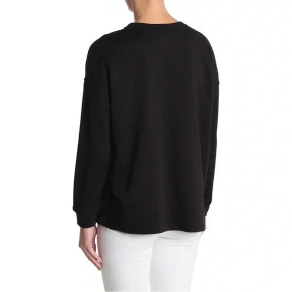 H by Halston Black Crew Neck Oversized Sweatshirt Size Small - Picture 2 of 8